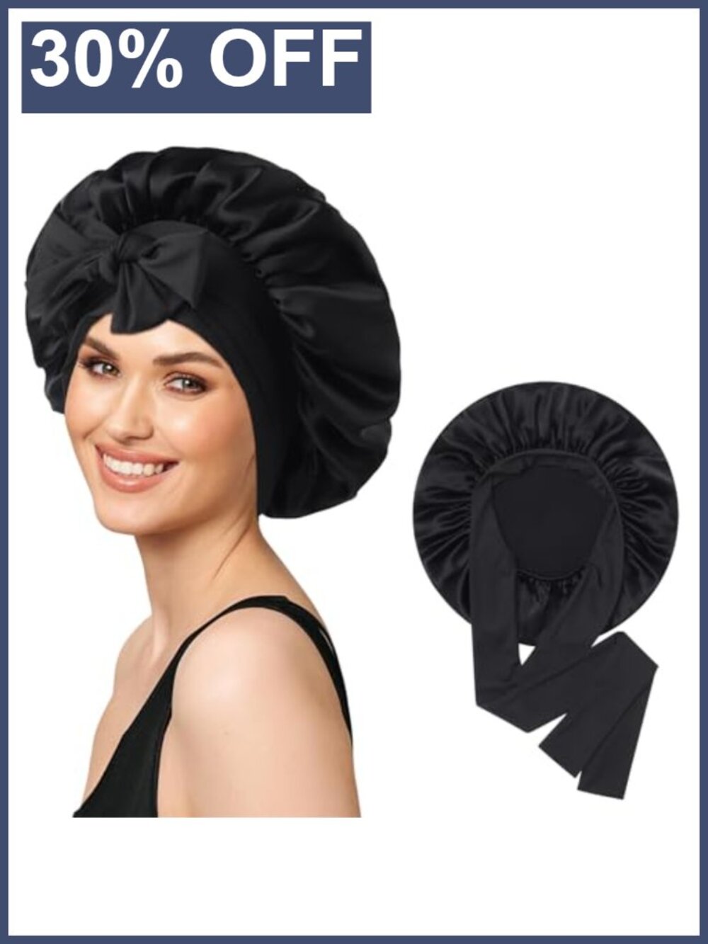 100% Mulberry Silk Bonnet Sleep Cap Adjustable Hair Wrap for Sleeping